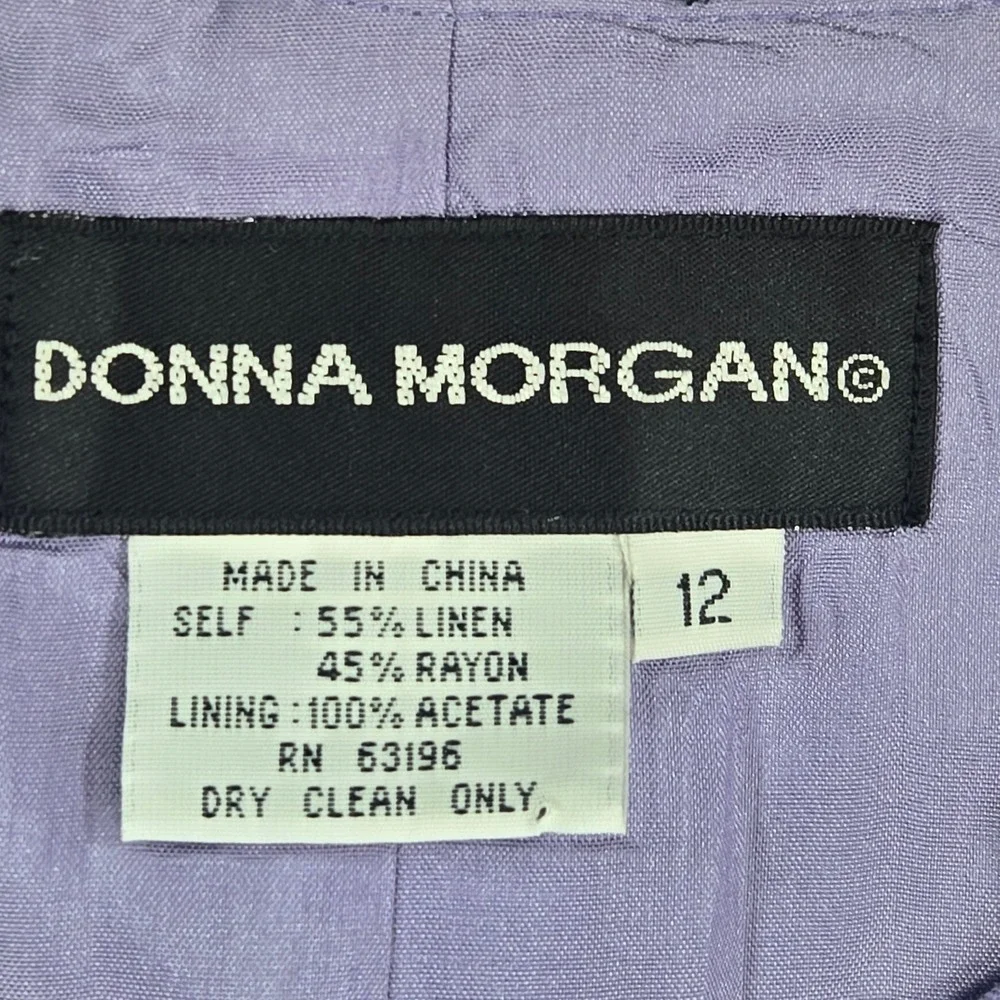 Donna Morgan Womens 12 Purple Linen Blend‎ Embroidered Skirt Suit Set